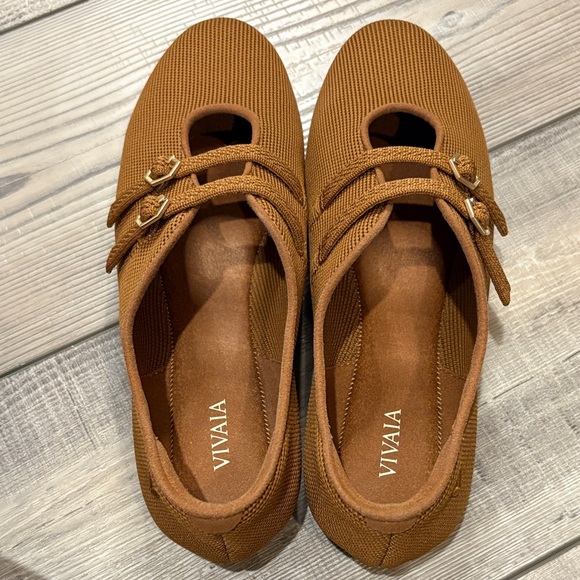 VIVAIA Natalie Caramel Brown Casual Mary Jane Shoes EUC Clean! 8, EU39 - Picture 8 of 8